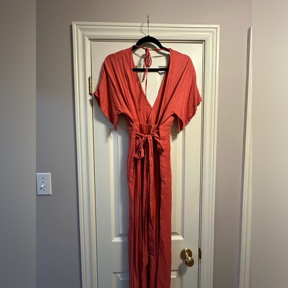 Coral Long Tie Back Jumpsuit - Picture 3 of 3